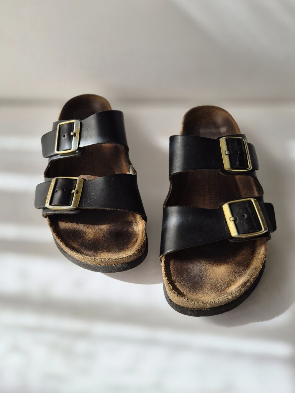 Birkenstock Black Leather Two Strap Sandals EU 40 Medium/Narrow Boho Minimalist
